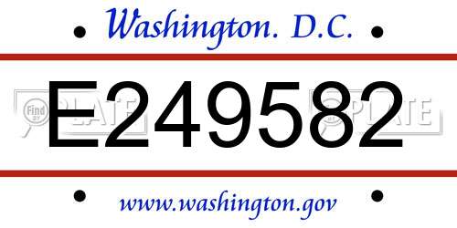 E249582 District Of Columbia License Plate