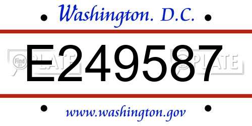 E249587 District Of Columbia License Plate