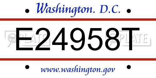 E24958T District Of Columbia License Plate