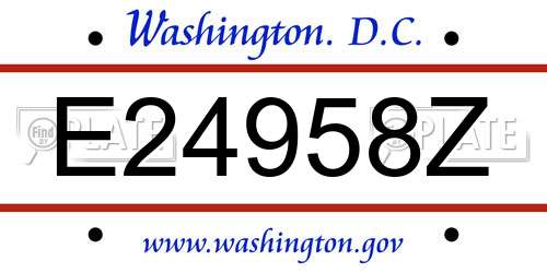 E24958Z District Of Columbia License Plate