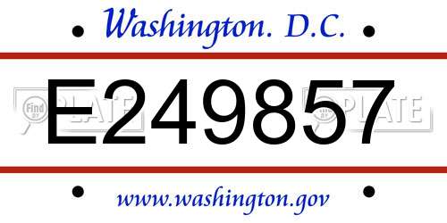 E249857 District Of Columbia License Plate