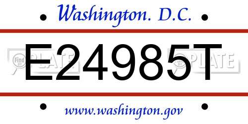 E24985T District Of Columbia License Plate