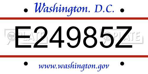 E24985Z District Of Columbia License Plate