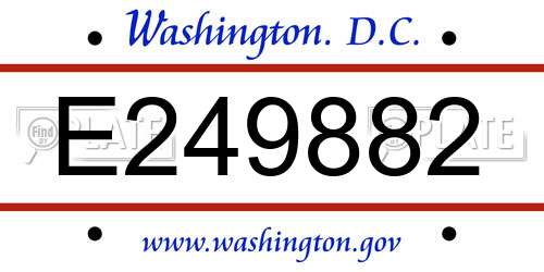 E249882 District Of Columbia License Plate