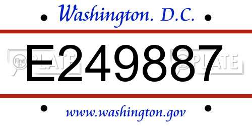 E249887 District Of Columbia License Plate