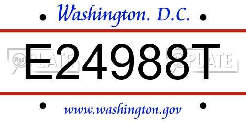 E24988T District Of Columbia License Plate