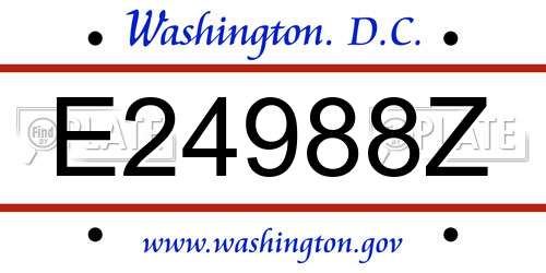 E24988Z District Of Columbia License Plate