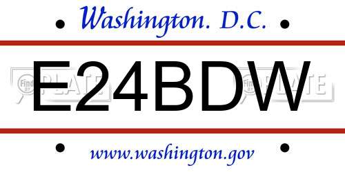 E24BDW District Of Columbia License Plate