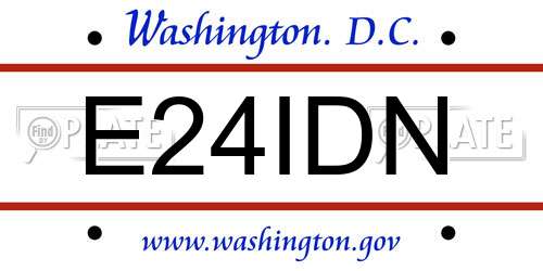 E24IDN District Of Columbia License Plate