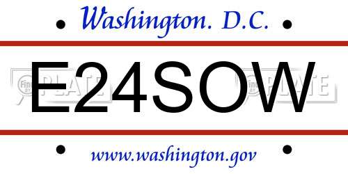 E24SOW District Of Columbia License Plate