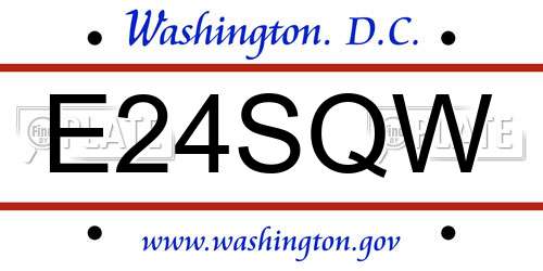 E24SQW District Of Columbia License Plate