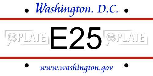 E25 District Of Columbia License Plate