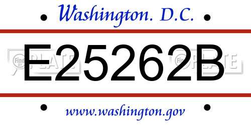 E25262B District Of Columbia License Plate