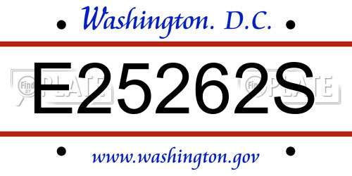 E25262S District Of Columbia License Plate