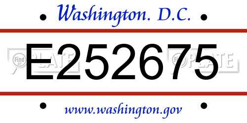 E252675 District Of Columbia License Plate