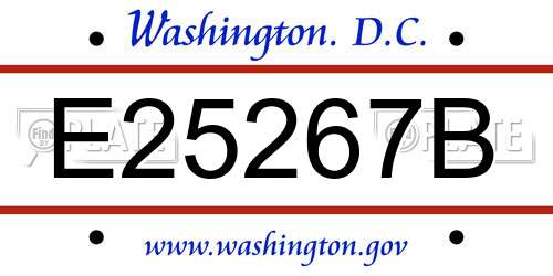 E25267B District Of Columbia License Plate