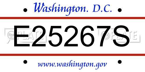 E25267S District Of Columbia License Plate