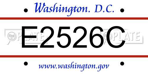 E2526C District Of Columbia License Plate