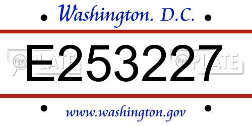 E253227 District Of Columbia License Plate