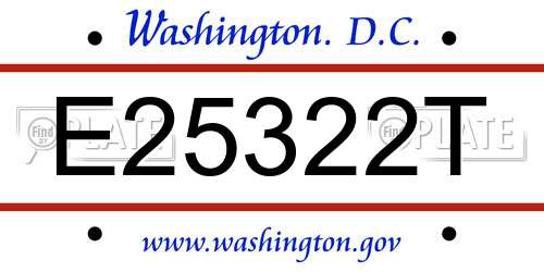 E25322T District Of Columbia License Plate