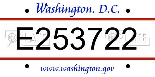 E253722 District Of Columbia License Plate