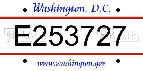 E253727 District Of Columbia License Plate