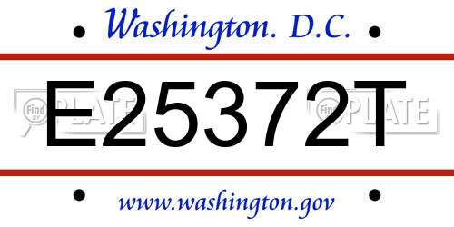 E25372T District Of Columbia License Plate