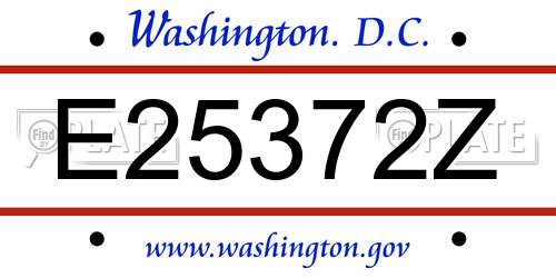 E25372Z District Of Columbia License Plate