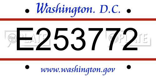 E253772 District Of Columbia License Plate