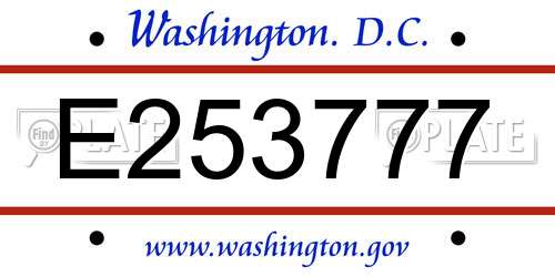 E253777 District Of Columbia License Plate