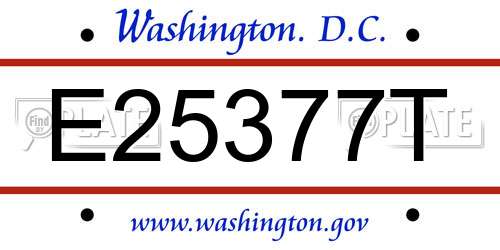 E25377T District Of Columbia License Plate