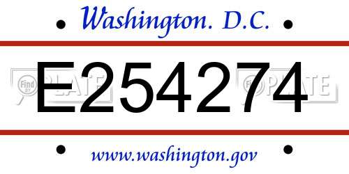 E254274 District Of Columbia License Plate