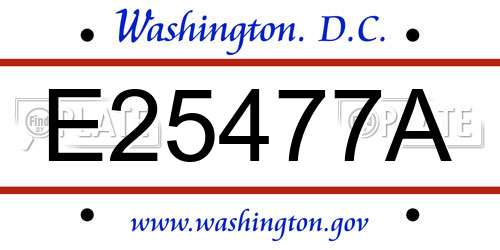 E25477A District Of Columbia License Plate