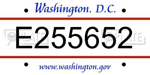 E255652 District Of Columbia License Plate