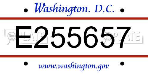 E255657 District Of Columbia License Plate