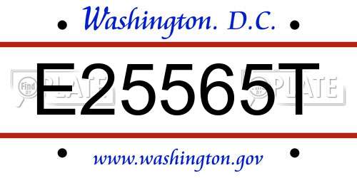 E25565T District Of Columbia License Plate