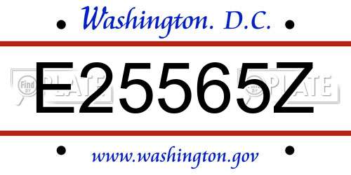 E25565Z District Of Columbia License Plate