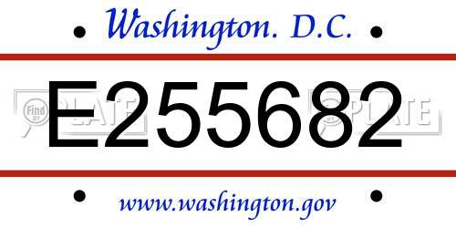 E255682 District Of Columbia License Plate