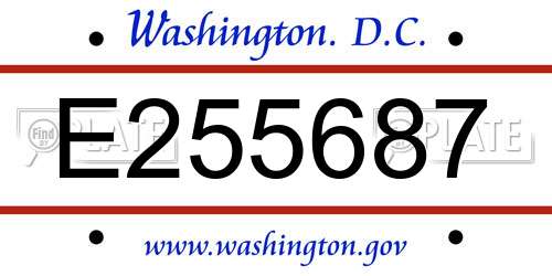 E255687 District Of Columbia License Plate