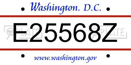 E25568Z District Of Columbia License Plate