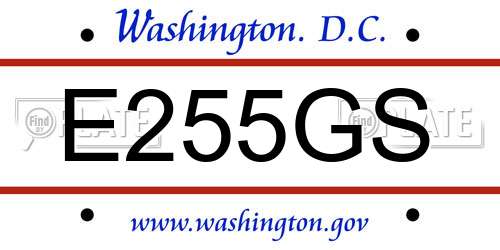 E255GS District Of Columbia License Plate