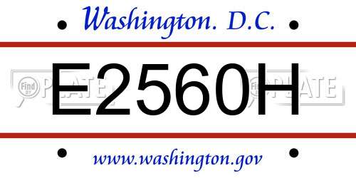 E2560H District Of Columbia License Plate