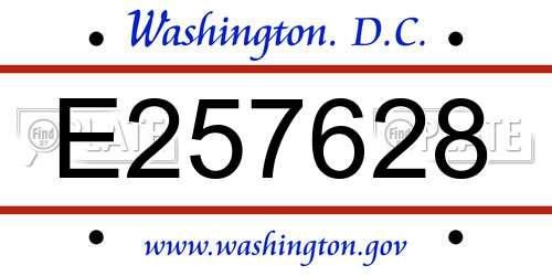 E257628 District Of Columbia License Plate