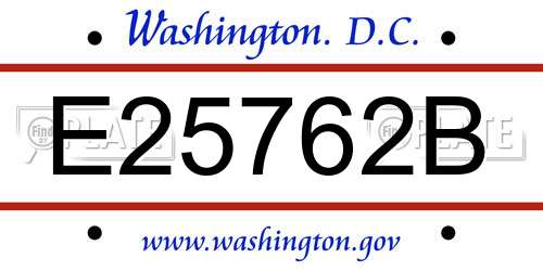 E25762B District Of Columbia License Plate
