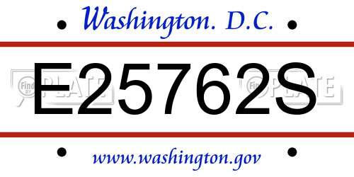 E25762S District Of Columbia License Plate
