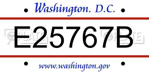 E25767B District Of Columbia License Plate