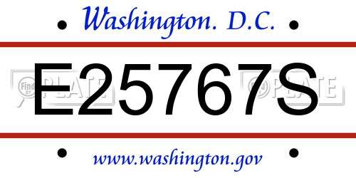 E25767S District Of Columbia License Plate