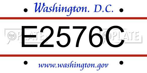 E2576C District Of Columbia License Plate