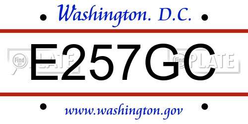 E257GC District Of Columbia License Plate