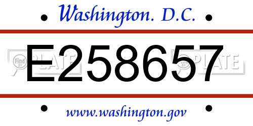 E258657 District Of Columbia License Plate